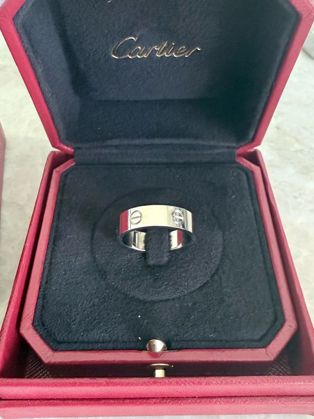 Cartier Men’s Love Ring Silver Tone Screw Motif Band Ring